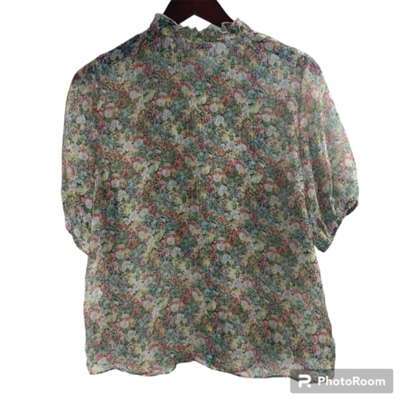 ZARA Floral Print Button Down Blouse Size S - Picture 3 of 8